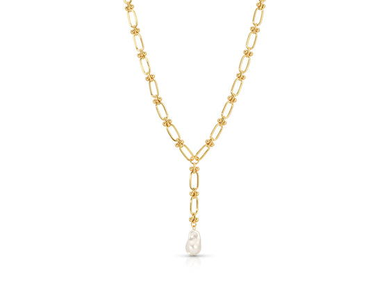 CHLOE MAXI PEARL LARIAT NECKLACE