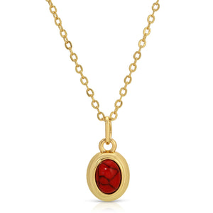 Oval Gemstone Pendant Necklace
