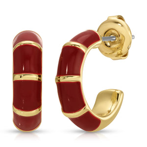 Mini Maroon Hoop Earrings