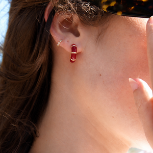 Mini Maroon Hoop Earrings