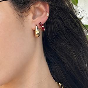 Mini Maroon Hoop Earrings