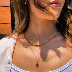 Oval Gemstone Pendant Necklace