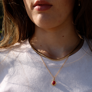 Oval Gemstone Pendant Necklace