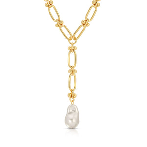CHLOE MAXI PEARL LARIAT NECKLACE