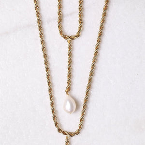 Bryn Pearl Lariat Necklace - 16"