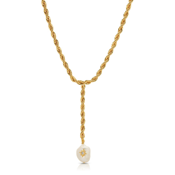 Descanso Pearl Lariat Necklace - 16"