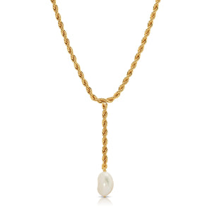 Bryn Pearl Lariat Necklace - 16"